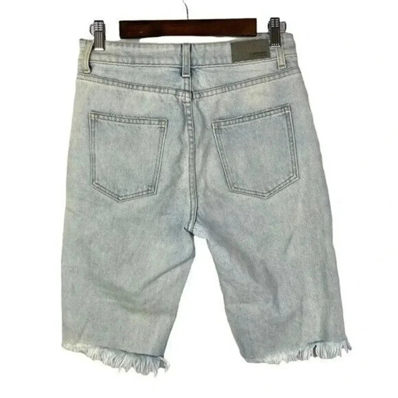 Carmar Blue Distressed Knee Length Shorts 26 - Picture 3 of 4